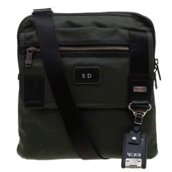 Tumi Olive Green Canvas Annapolis Flap Messenger Bag