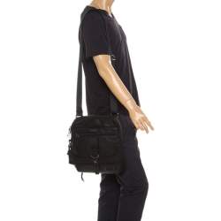 Tumi Black Coated Canvas and Leather Annapolis Zip Flap Messenger Bag