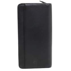 Pre Owned TUMI Black Leather Zip Around Travel Wallet