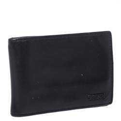 Tumi Black Leather Money Clip Bifold Wallet 