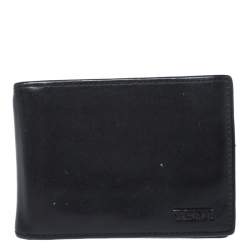 Tumi Black Leather Money Clip Bifold Wallet 