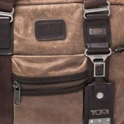 Pre Owned Tumi Brown Leather Alpha Bravo McNair Slim Briefcase Bag