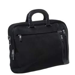Pre Owned Tumi Black Nylon and Leather T-Pass Kennedy Deluxe Brief Laptop Bag