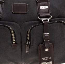 Pre Owned TUMI Grey/Brown Canvas and Leather Alpha Bravo Briefcase 