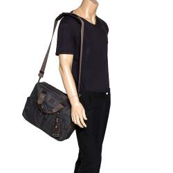 Pre Owned TUMI Grey/Brown Canvas and Leather Alpha Bravo Briefcase 