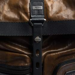 Pre Owned TUMI Brown/Black Leather London Roll Top Backpack