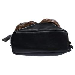 Pre Owned TUMI Brown/Black Leather London Roll Top Backpack