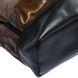 Pre Owned TUMI Brown/Black Leather London Roll Top Backpack