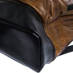 Pre Owned TUMI Brown/Black Leather London Roll Top Backpack