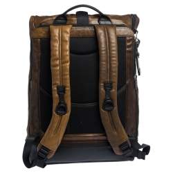 Pre Owned TUMI Brown/Black Leather London Roll Top Backpack