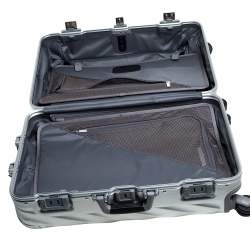 Pre Owned TUMI Silver Aluminum 4 Wheel Short Trip Packing Case 19 Degrees Luggage 65