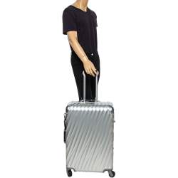 Pre Owned TUMI Silver Aluminum 4 Wheel Short Trip Packing Case 19 Degrees Luggage 65