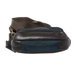 Pre Owned Tumi Blue/Brown Nylon and Leather Alpha Bravo Barstow Messenger Bag