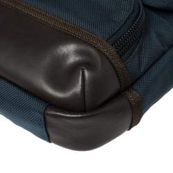 Pre Owned Tumi Blue/Brown Nylon and Leather Alpha Bravo Barstow Messenger Bag