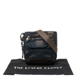 Pre Owned Tumi Blue/Brown Nylon and Leather Alpha Bravo Barstow Messenger Bag