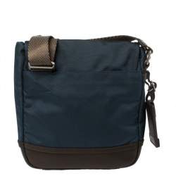 Pre Owned Tumi Blue/Brown Nylon and Leather Alpha Bravo Barstow Messenger Bag