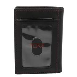 Pre Owned Tumi Black Leather Bifold Card Case
