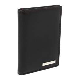 Pre Owned Tumi Black Leather Bifold Card Case