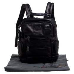 Pre Owned TUMI Dark Brown/Black Leather Alpha Bravo Knox Backpack