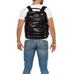 Pre Owned TUMI Dark Brown/Black Leather Alpha Bravo Knox Backpack