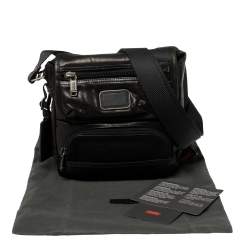 Tumi Dark Brown/Black Leather Alpha Bravo Barstow Messenger Bag