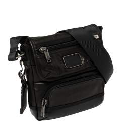Tumi Dark Brown/Black Leather Alpha Bravo Barstow Messenger Bag