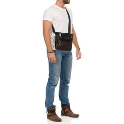 Tumi Dark Brown/Black Leather Barton Crossbody Bag