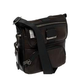 Tumi Dark Brown/Black Leather Barton Crossbody Bag