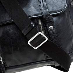 Pre Owned TUMI Black Leather Front Pocket Flap Messenger Bag