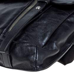 Pre Owned TUMI Black Leather Front Pocket Flap Messenger Bag