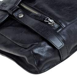 Pre Owned TUMI Black Leather Front Pocket Flap Messenger Bag