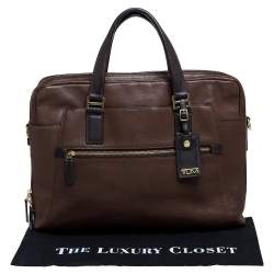 Pre Owned TUMI Brown Leather Double Zip Briefcase