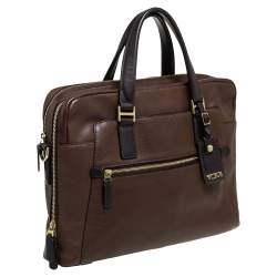 Pre Owned TUMI Brown Leather Double Zip Briefcase