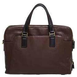 Pre Owned TUMI Brown Leather Double Zip Briefcase