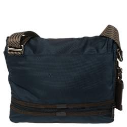 TUMI Blue/Brown Nylon and Leather Bravo Barstow Messenger Bag