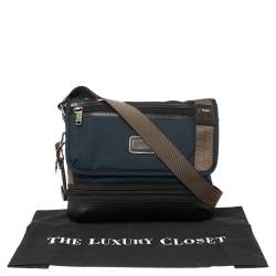 TUMI Blue/Brown Nylon and Leather Bravo Barstow Messenger Bag