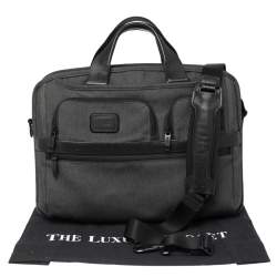 TUMI Dark Grey/Black Fabric and Leather Alpha 2 T Pass Laptop Briefcase