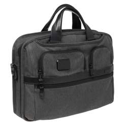 TUMI Dark Grey/Black Fabric and Leather Alpha 2 T Pass Laptop Briefcase