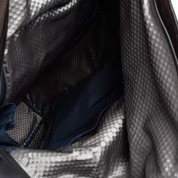 Pre Owned TUMI Black/Metallic Bronze Leather Alpha Bravo London Roll Top Backpack