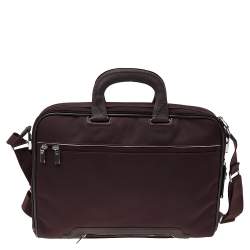 Pre Owned Tumi Burgundy Nylon T-Pass Kennedy Deluxe Brief Laptop Bag