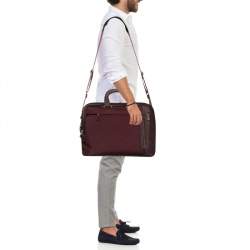 Pre Owned Tumi Burgundy Nylon T-Pass Kennedy Deluxe Brief Laptop Bag