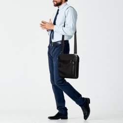 Pre Owned TUMI Black Nylon and Leather Arrive Messenger Bag