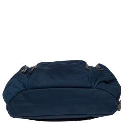 Pre Owned TUMI Blue/Brown Nylon and Leather Alpha Bravo Brooks Slim Briefcase