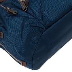 Pre Owned TUMI Blue/Brown Nylon and Leather Alpha Bravo Brooks Slim Briefcase