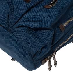 Pre Owned TUMI Blue/Brown Nylon and Leather Alpha Bravo Brooks Slim Briefcase