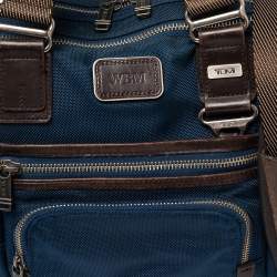Pre Owned TUMI Blue/Brown Nylon and Leather Alpha Bravo Brooks Slim Briefcase