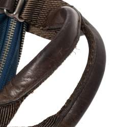 Pre Owned TUMI Blue/Brown Nylon and Leather Alpha Bravo Brooks Slim Briefcase