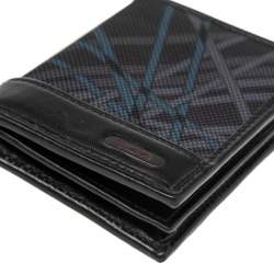 Tumi Black Graphic Print Nylon and Leather Trim Bifold Card Case