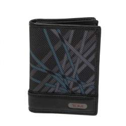 Tumi Black Graphic Print Nylon and Leather Trim Bifold Card Case