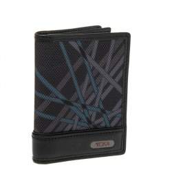 Tumi Black Graphic Print Nylon and Leather Trim Bifold Card Case